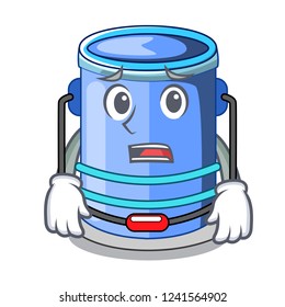 Afraid cylinder bucket with handle on cartoon