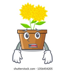 Afraid dahlia flower in the mascot stem