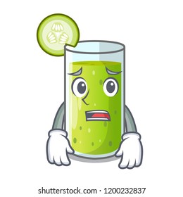 Afraid delicious cucumber juice on table cartoon