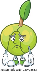 Afraid elephant apple cartoon on white background
