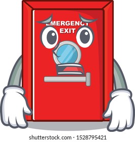 Afraid emergency exit door in the mascot