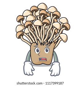 Afraid enoki mushroom mascot cartoon