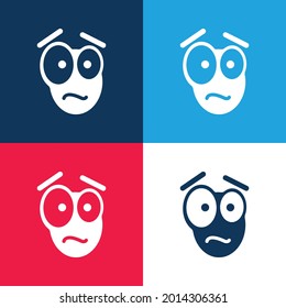 Miedo Rojo azul y cuatro colores conjunto mínimo de iconos