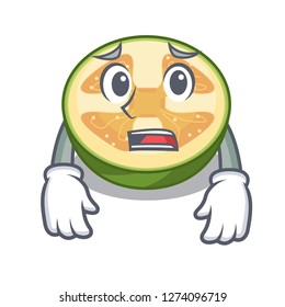 Afraid feijoa fruit slices on cartoon plate