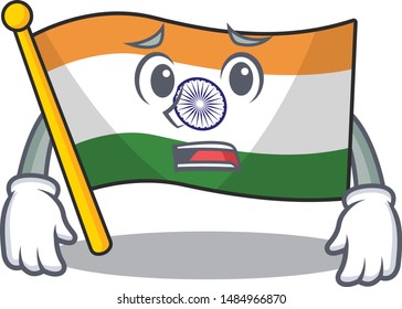 Afraid flag indian isolated in the character