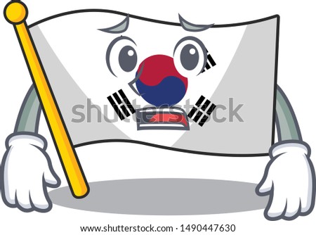 Afraid flag korea isolated with the mascot