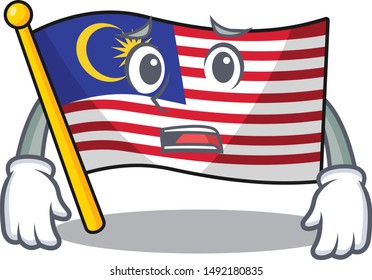 Afraid flag malaysia hoisted on cartoon pole
