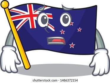 Afraid flag new zealand with cartoon shape