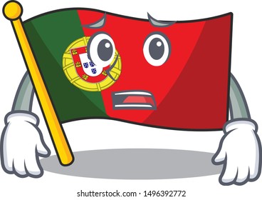 Afraid flag portugal with the mascot shape