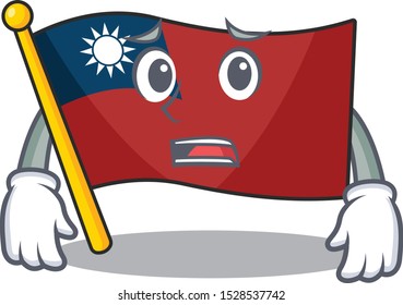 Afraid flag taiwan mascot isolated the cartoon