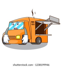 Afraid food truck festival on shape cartoon