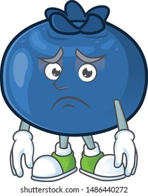 Afraid fresh blueberry character design with mascot