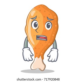 Afraid fried chicken character cartoon vector illustration