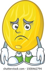 Afraid fruit melon cartoon character with mascot