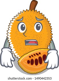 Afraid gac fruit isolated in the cartoon