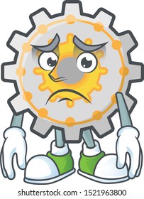 Afraid gear shape circle with cartoon character