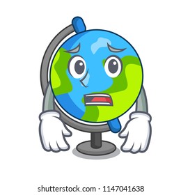 Afraid globe mascot cartoon style