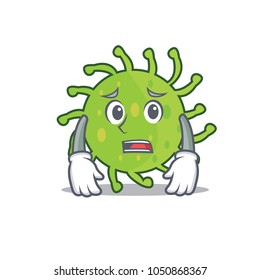Afraid green bacteria mascot cartoon