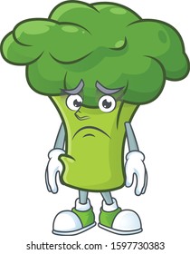 Afraid green broccoli Cartoon character mascot design