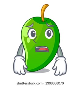 Afraid green mango in the cartoon shape