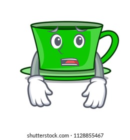 Afraid green tea mascot cartoon