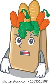 Afraid grocery bag isolated with the character