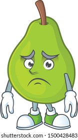 Afraid guava fruit ripe mascot cartoon style.