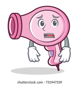 Afraid hair dryer character vector