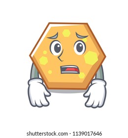 Afraid hexagon mascot cartoon style