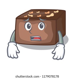Afraid homemade sweet cake with almonds and cream cartoon