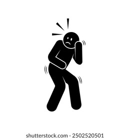 Afraid Icon. Fear Gesture, Scared Symbol - Vector. 