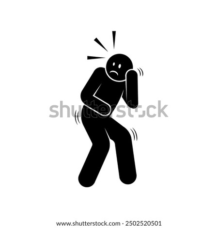 Afraid Icon. Fear Gesture, Scared Symbol - Vector. 