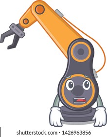 Afraid industrial robotic hand isolated cartoon