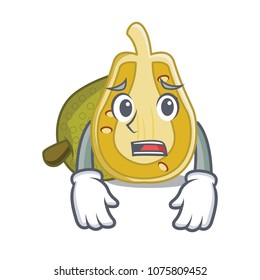 Afraid jackfruit mascot cartoon style