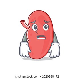 Afraid Kidney Mascot Cartoon Style