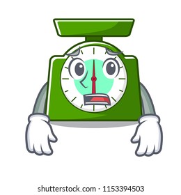 Afraid kitchen scale mascot cartoon