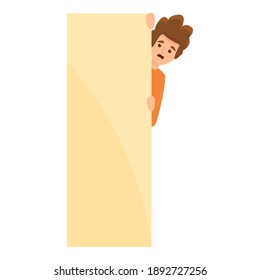 Afraid man near door icon. Cartoon of afraid man near door vector icon for web design isolated on white background