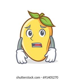 Afraid mango character cartoon mascot vector illustration