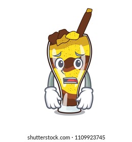 Afraid mangonada fruit mascot cartoon