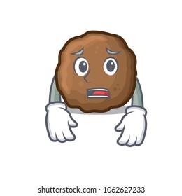 Afraid meatball mascot cartoon style