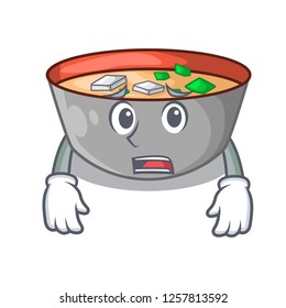 Afraid miso soup bowl on table character