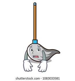 Afraid mop mascot cartoon style