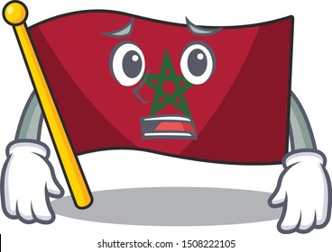 Afraid morocco flag character above cartoon chair