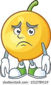 Afraid mundu fruit cartoon in character mascot