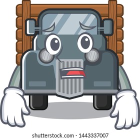 Afraid old truck in the mascot shape