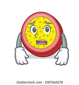 Afraid passion fruit mascot cartoon