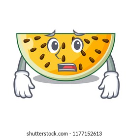 Afraid a piece of a yellow watermelon cartoon