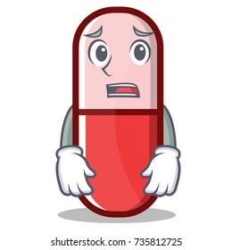 Afraid pill capsule cartoon character