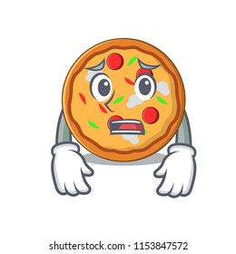 Afraid pizza mascot cartoon style