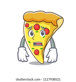 Afraid pizza slice mascot cartoon